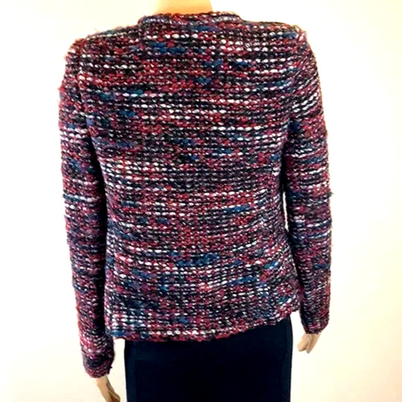 IRO Carene Tweed Jacket Blazer Knit Knotted Boucle Red Black Wool Blend 34 XS - Picture 5 of 11